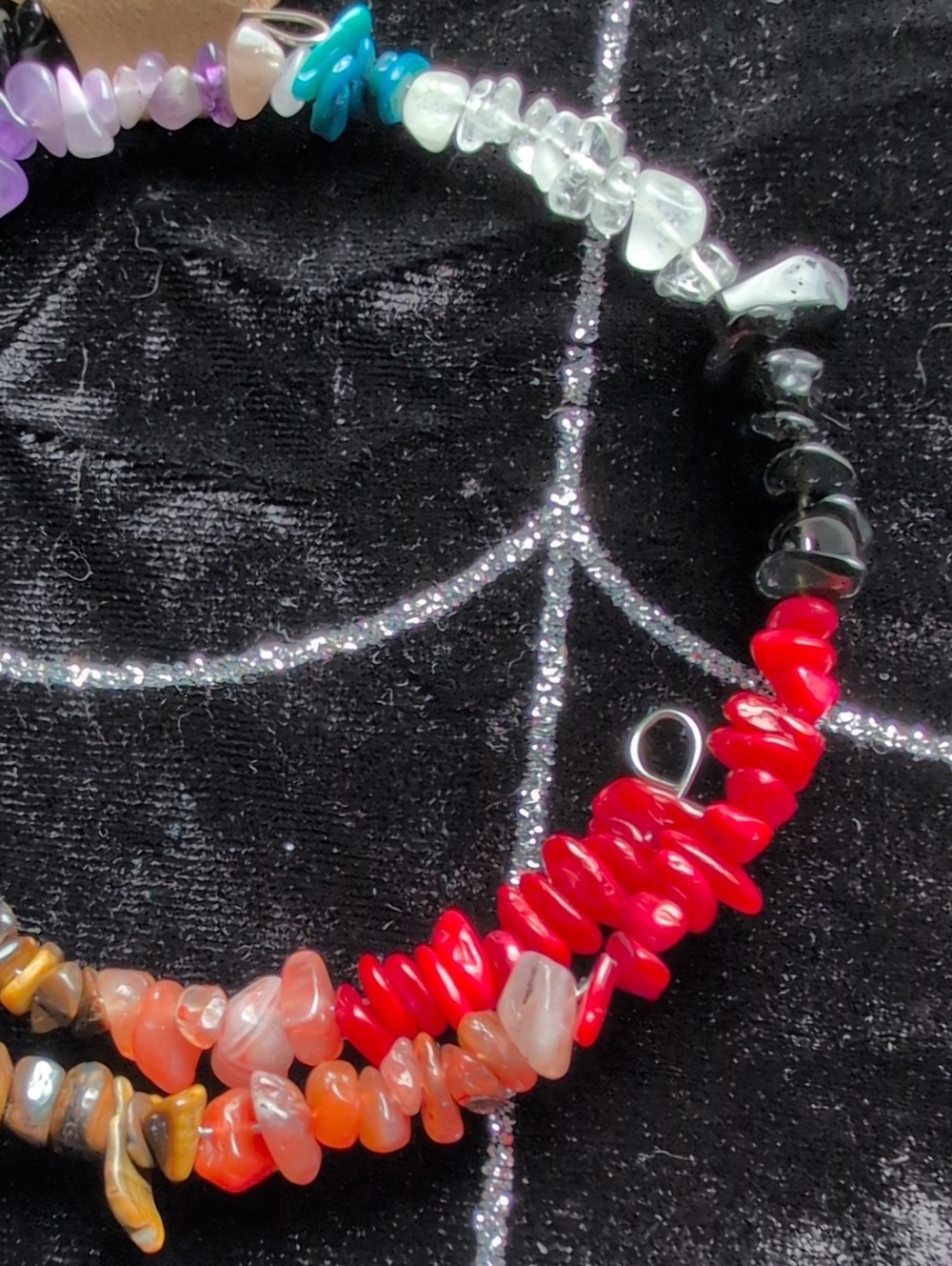 Choker Mixed Stone Shell Chip Memory Wire - Picture 2 of 4